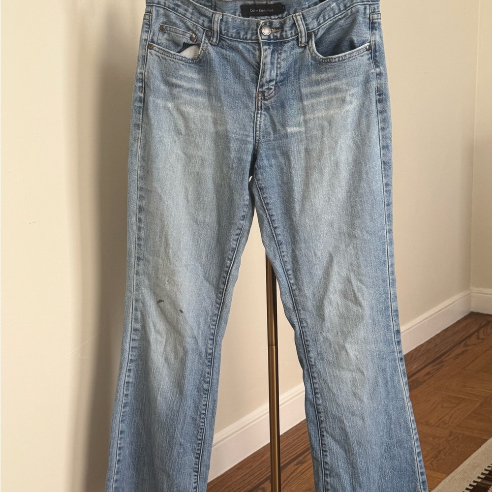 Calvin Klein Blue Flare Wide Leg Jeans